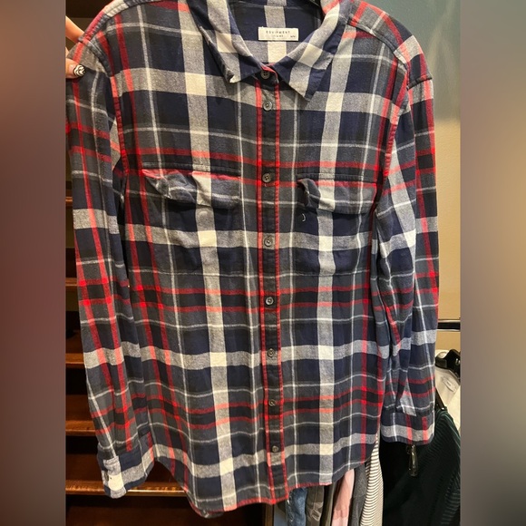 Equipment Navy and Red Plaid Button Down Shirt - Picture 1 of 2